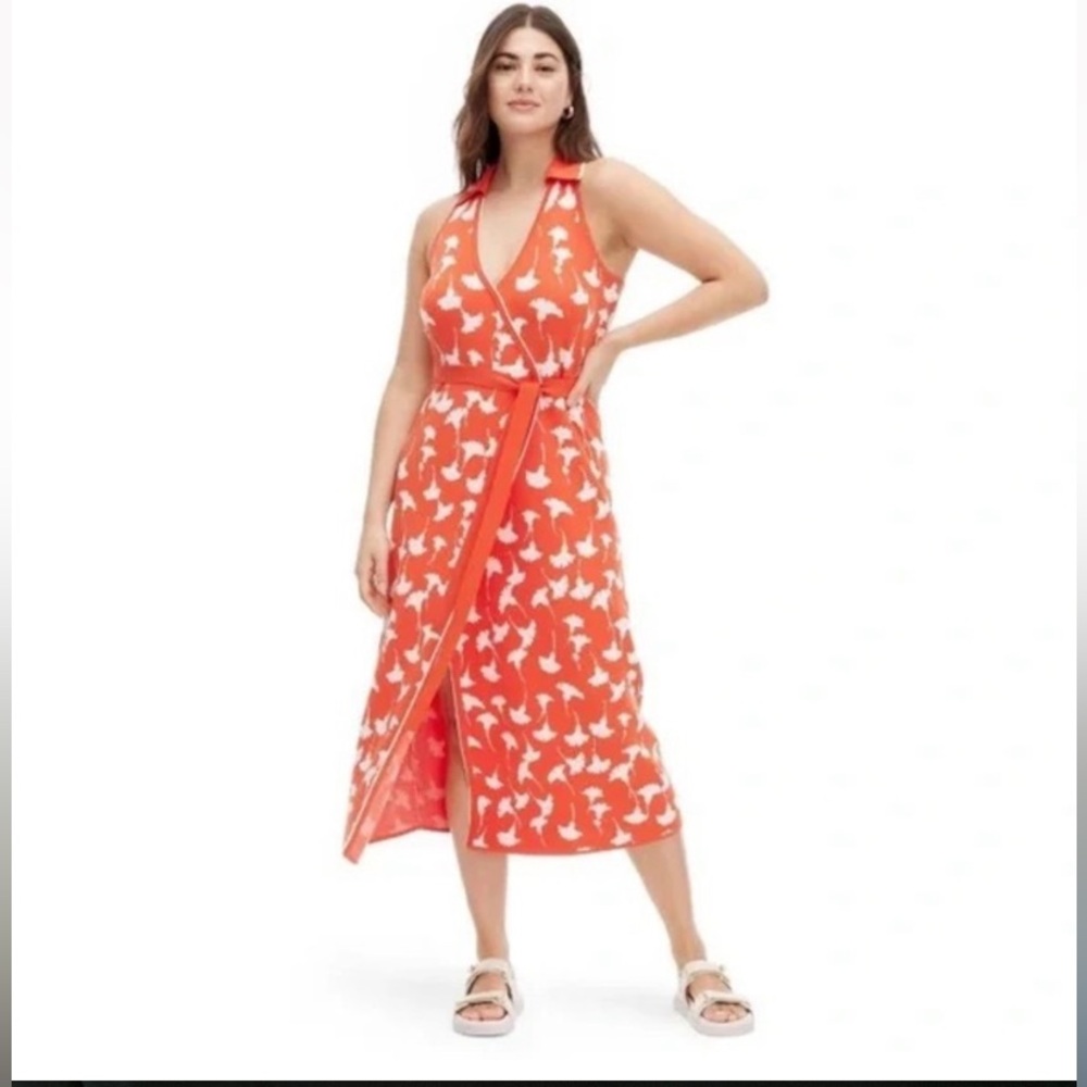 DVF x Target Orange Sleeveless V-Neck Sundress